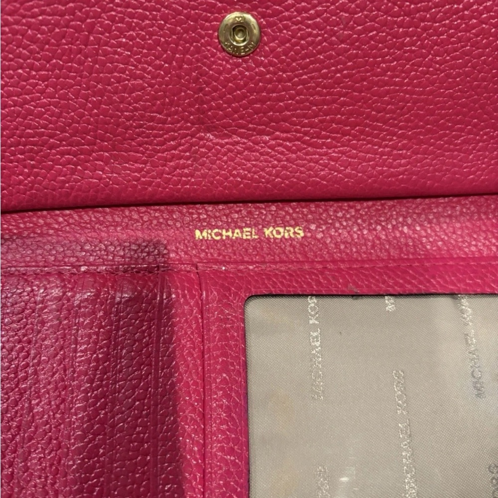 Michael Kors Leather Jet Set Double Zip Bifold Wallet Wristlet Bright Pink - Picture 10 of 16